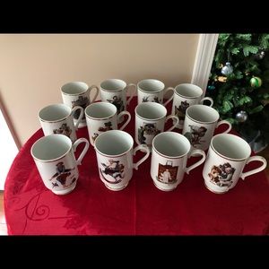 Set of 12 Norman Rockwell mugs 1981